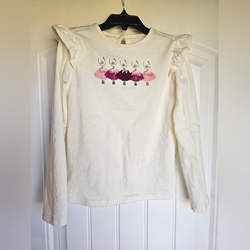 Like New Janie and Jack Long Sleeved Tee with Ruffle Sleeves-Size 7